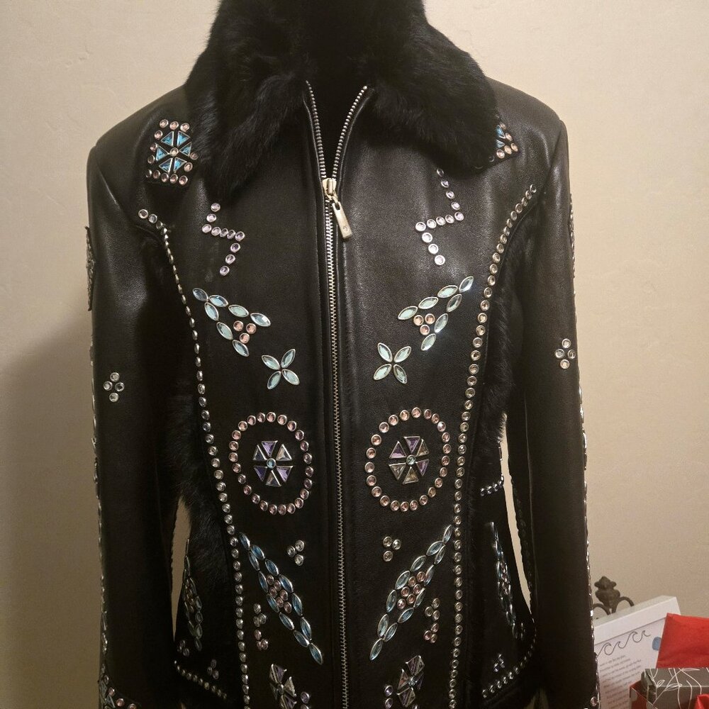 NWOT CRIPPLE CREEK LEATHER EMBELISHED JACKET